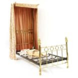 A half tester brass bed,