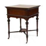 An Edwardian patent inlaid mahogany drinks table,
