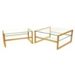 A Habitat pale oak two section coffee table,