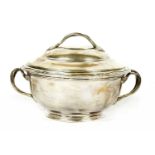 A French Art Nouveau silver twin handled lidded bowl,