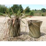 A pair of hexagonal green glazed garden planters,