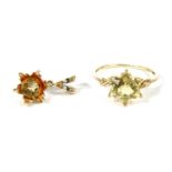 A 9ct gold citrine ring,