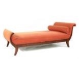 A 19th century Austrian blondwood double chaise longue,