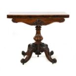 A William IV rosewood fold over card table,