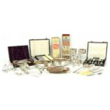 A collection of silver plated items,