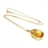 A 9ct gold citrine and diamond necklace,