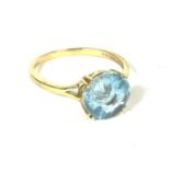A 9ct gold blue topaz ring,