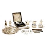 A collection of silver items,