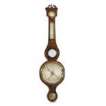 A George III mahogany and boxwood strung five dial barometer,