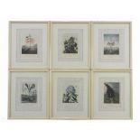 A set of six early 19th century coloured etchings,