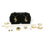 An assortment of gold jewellery,