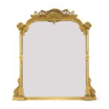 A Victorian gilt overmantel mirror,