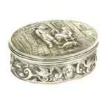 A German hallmarked silver oval snuff box