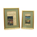 Two 19th century Indian gouache erotic studies with script beside,