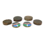 Three pairs of Zulu wood ear plugs,