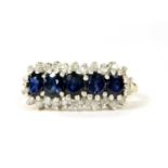 A 9ct gold sapphire and diamond ring,