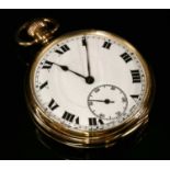 A 9ct gold, top wind, open-faced pocket watch,