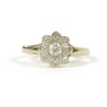 A 9ct gold diamond set daisy cluster ring,