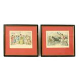 Ten John Leech hand coloured engravings