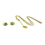 A pair of 9ct gold emerald and diamond earrings
