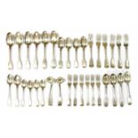 A composed part canteen of silver cutlery,