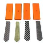 Two Hermes silk ties, and two others