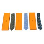 Three Hermes silk ties