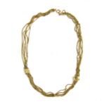 A five strand box link chain necklace,