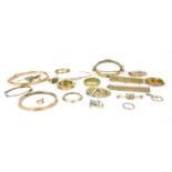 An assortment of gold items,