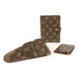 Louis Vuitton monogrammed accessories to include glasses case, diary case, card case