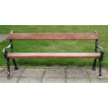 A Victorian cast iron naturalistic garden bench,