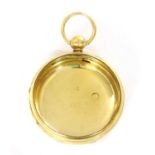 An 18ct gold open faced pocket watch case,