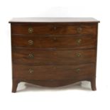 A 19th Century mahogany bowfronted chest of four graduated drawers,