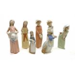 A collection of Lladro figures