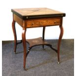 A Maple & Co rosewood and inlaid envelope card table,