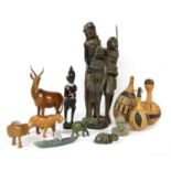 A collection of African carvings,