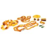 A collection of amber jewellery,