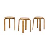 Three Alvar Aalto plywood stools