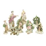 A collection of 18th century and later porcelain figures