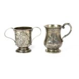A George II silver twin handled cup,