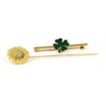 A stick pin with sunflower finial,