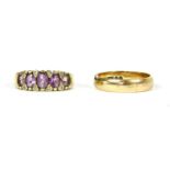 A 9ct gold amethyst and diamond ring,