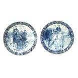 Two Delft blue and white chargers,