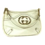 A Gucci white leather medium Britt Hobo bag,