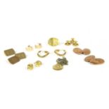 An assortment of gold jewellery,