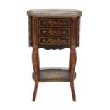 A French kingwood, inlaid and ebonised oval commode,
