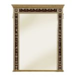 An Adam-style silver and gilt-framed rectangular wall mirror,