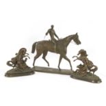Three Victorian spelter equestrian groups