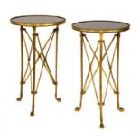 A pair of Regency-style gilt metal occasional tables,
