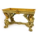 A George II-style carved gilt and painted pier table,